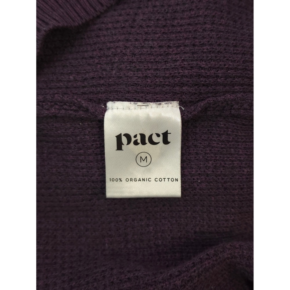 Pact Waffle Knit Hoodie Sweater Women Size M Plum Purple V-Neck Raglan - Picture 4 of 7